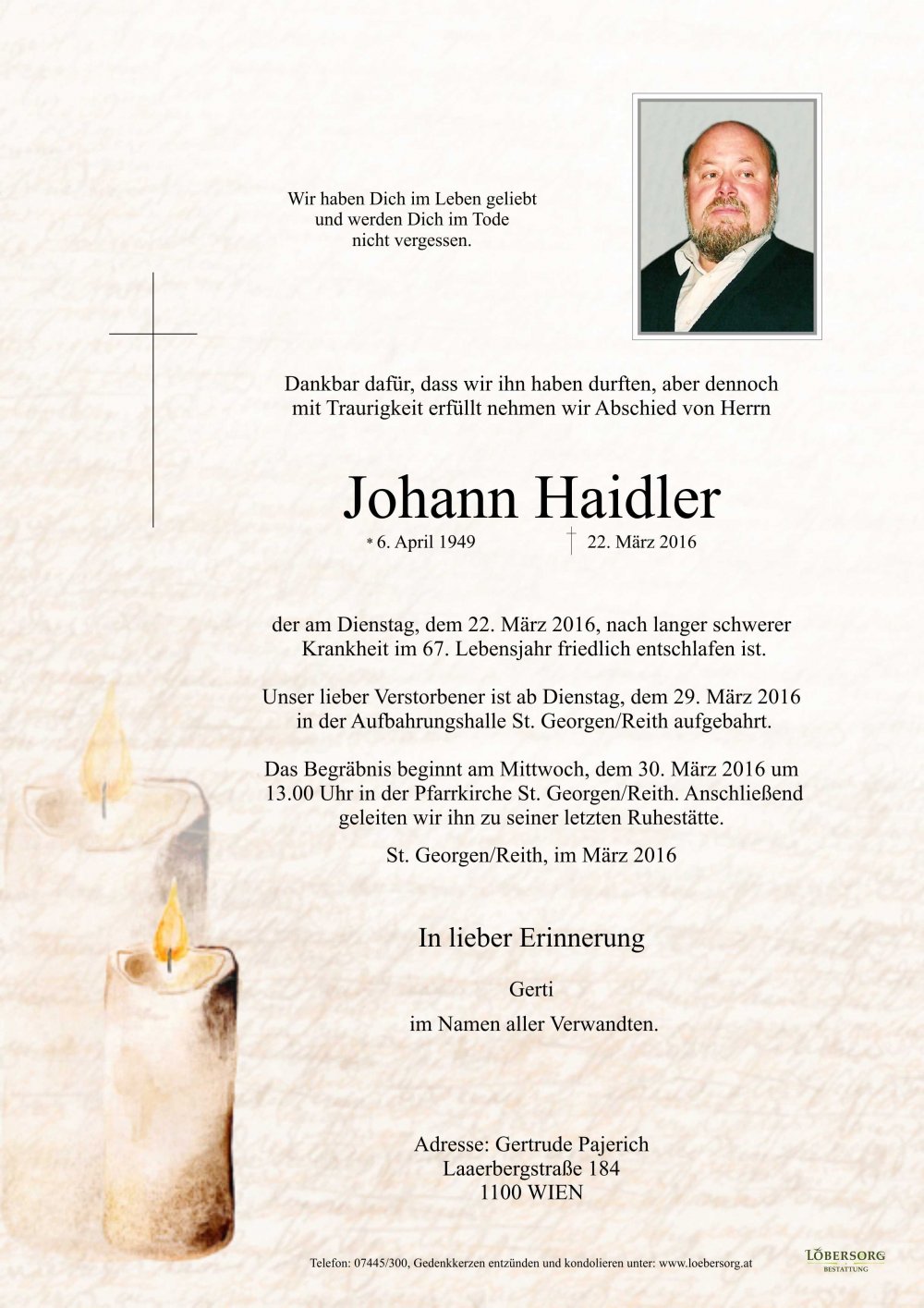 Parte von Johann Haidler